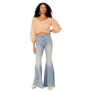 Flying Tomato Chic Off-Shoulder Terracotta Boho Paisley Cottagecore Blouse Small